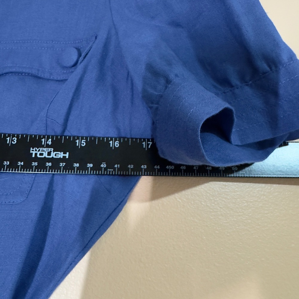 Boden Carrie Linen Shirt Dress Blue Short Sleeve Button Front US 10L W0749 - Picture 5 of 9